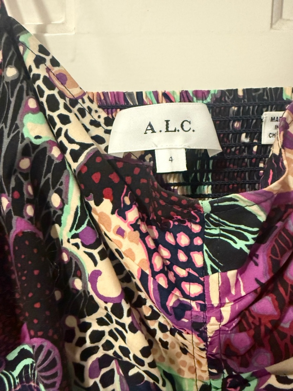 A.L.C. Lilah floral print midi dress sweetheart neckline & adjustable straps - Picture 3 of 5
